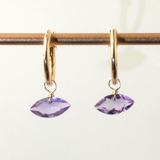 Brazilian Pink Amethyst Marquise Cut 14K Gold-Filled Hoop Earrings