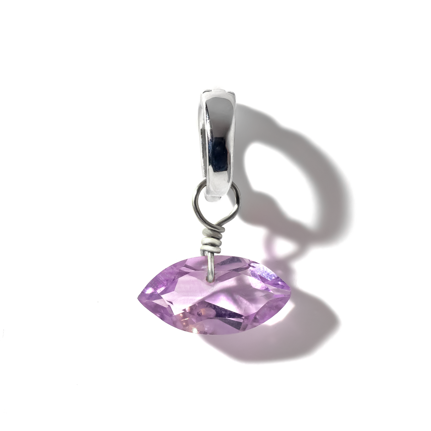 Brazilian Pink Amethyst Marquise Cut Sterling Silver-Filled Duet Charm