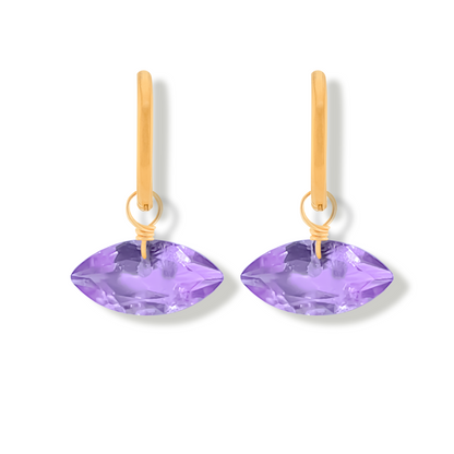 Brazilian Pink Amethyst Marquise Cut 14K Gold-Filled Hoop Earrings