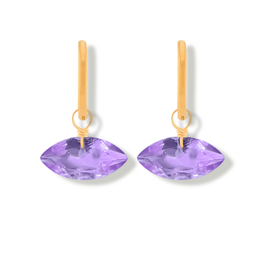 Brazilian Pink Amethyst Marquise Cut 14K Gold-Filled Hoop Earrings