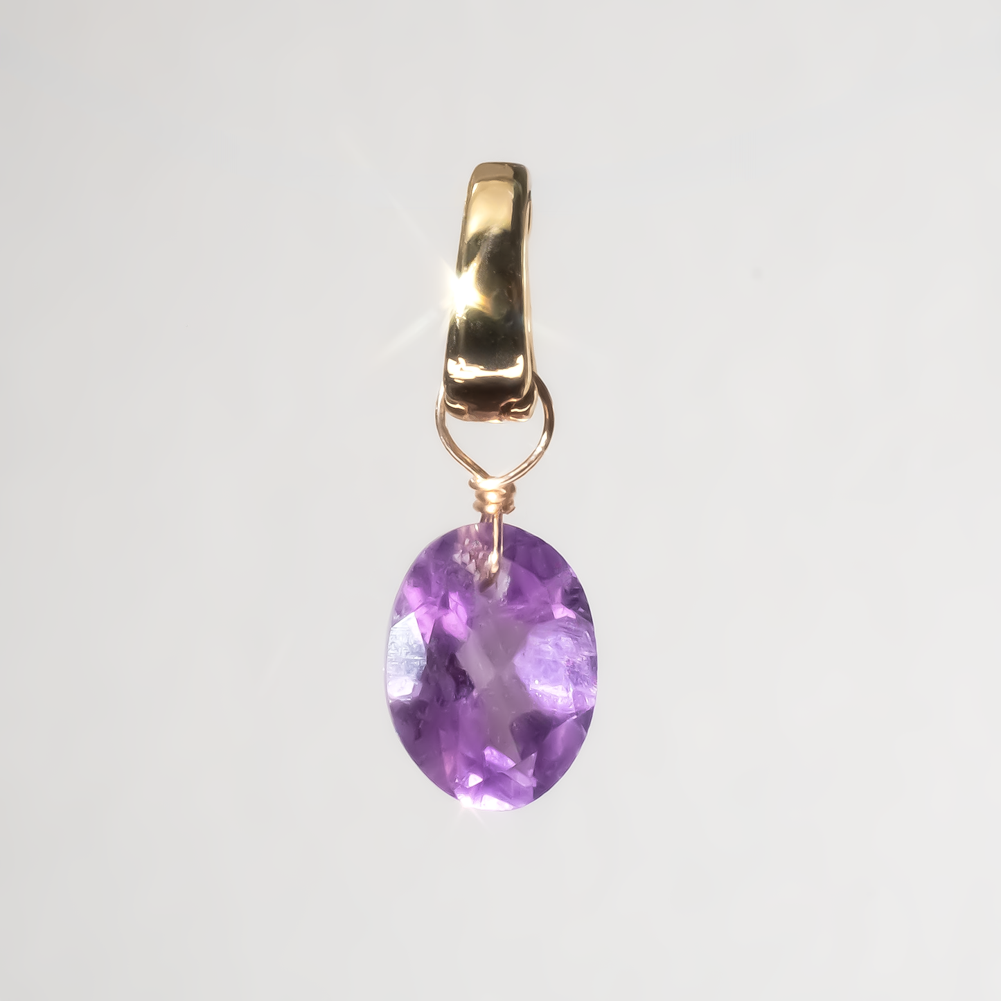 Brazilian Pink Amethyst Oval Cut 14K Gold-Filled Duet Charm