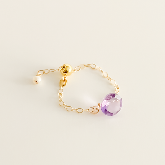 Amethyst Round Cut Floating Gem Ring