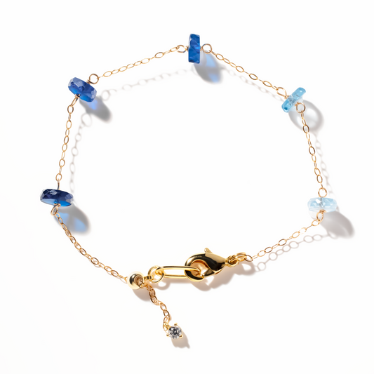 Blue Sapphire 5 Station 14K Goldfilled Bracelet