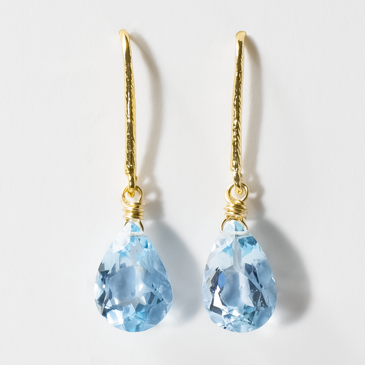 Diana Blue Topaz Pear Shape Drop Earrings