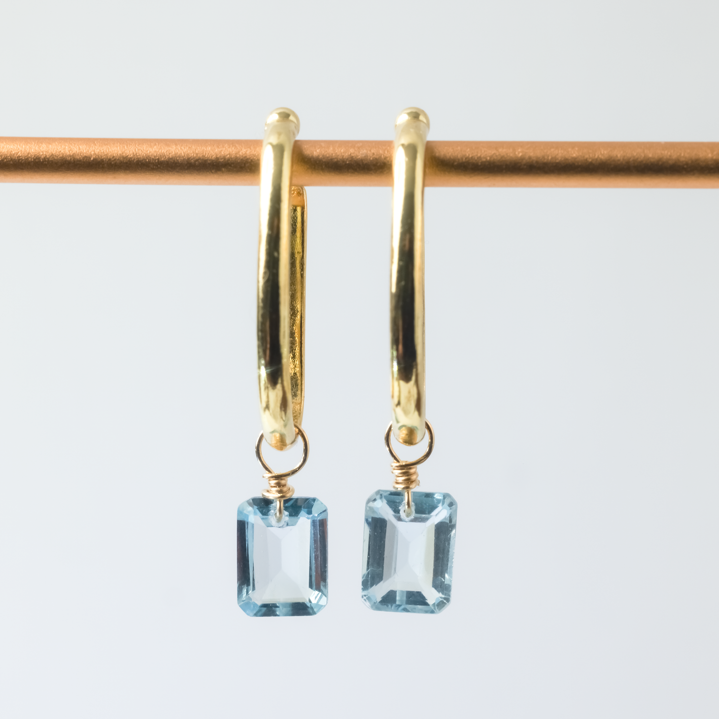 Blue Topaz Emerald Cut 14K Gold Ear Cuffs