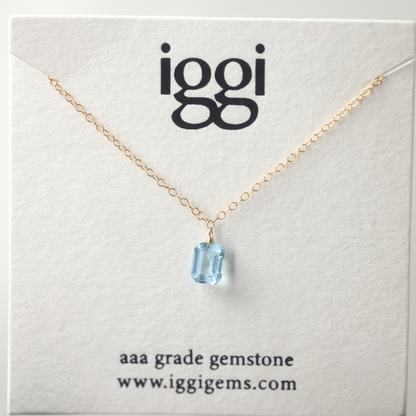 Blue Topaz Emerald Cut 14K Gold-Filled Chain Bracelet