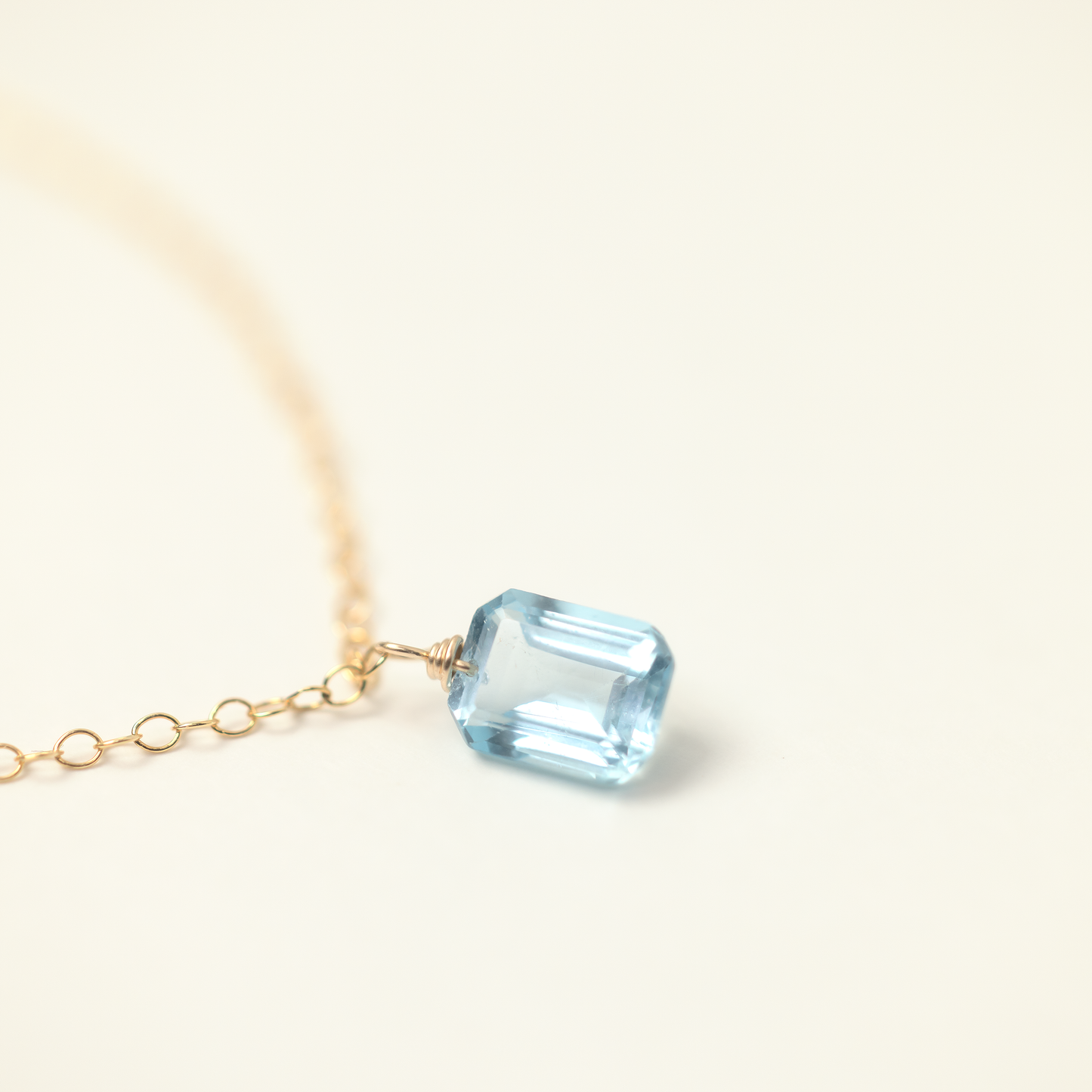 Blue Topaz Emerald Cut 14K Gold-Filled Chain Bracelet