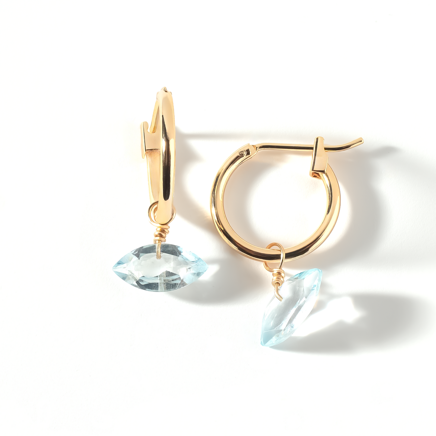 Blue Topaz Marquise Cut 14K Gold-Filled Hoop Earrings