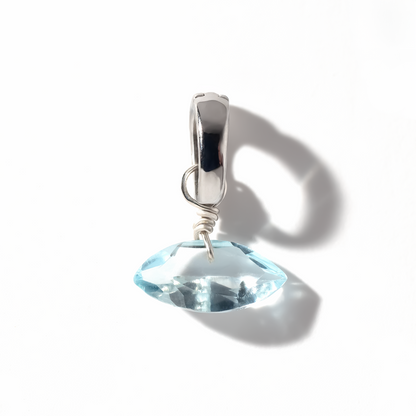 Blue Topaz Marquise Cut Sterling Silver-Filled Duet Charm