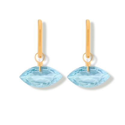 Blue Topaz Marquise Cut 14K Gold-Filled Hoop Earrings