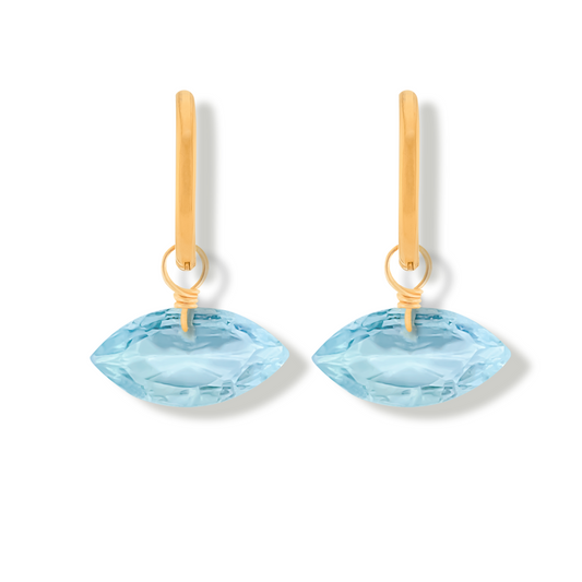 Blue Topaz Marquise Cut 14K Gold-Filled Hoop Earrings