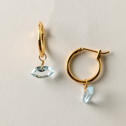 Blue Topaz Marquise Cut 14K Gold-Filled Hoop Earrings