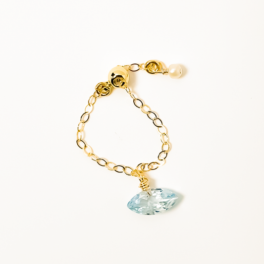 Chiara Blue Topaz Marquise Cut Floating Gem Ring