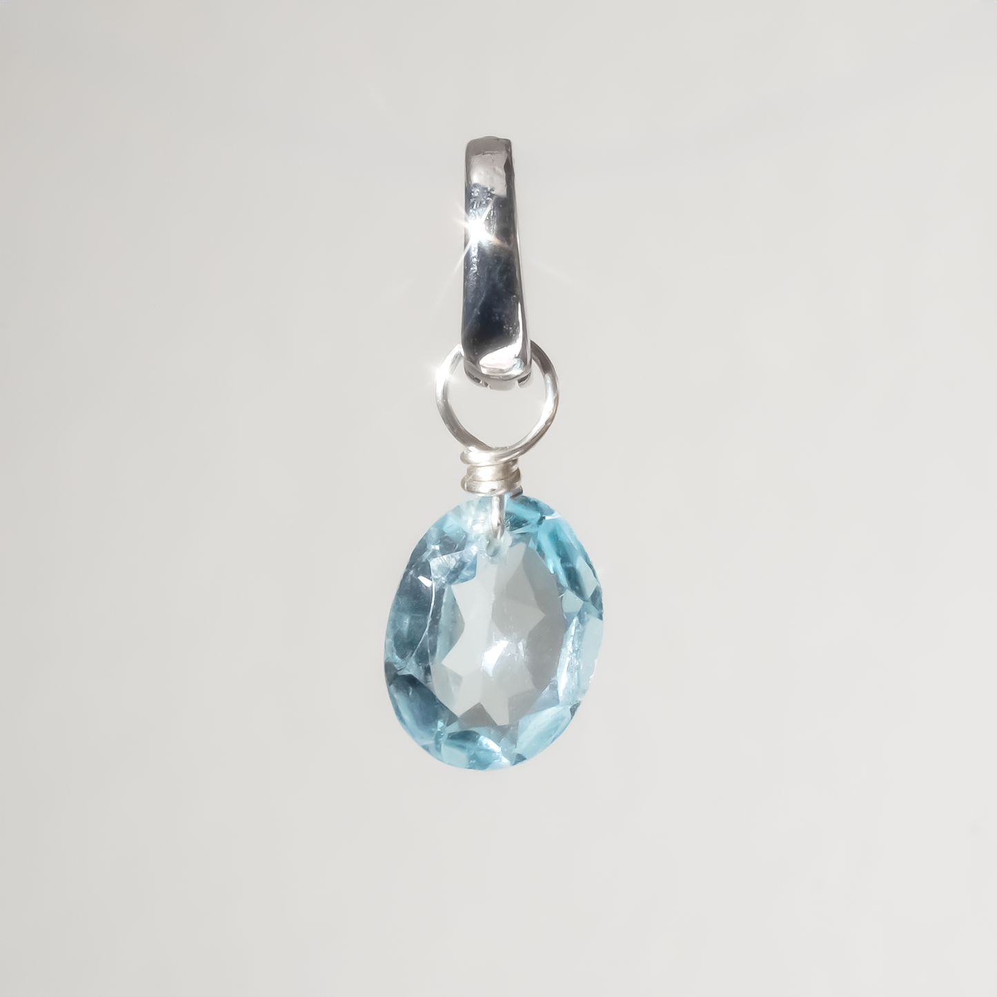 Blue Topaz Oval Cut Sterling Silver-Filled Duet Charm