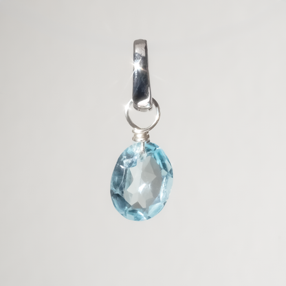 Blue Topaz Oval Cut Sterling Silver-Filled Duet Charm