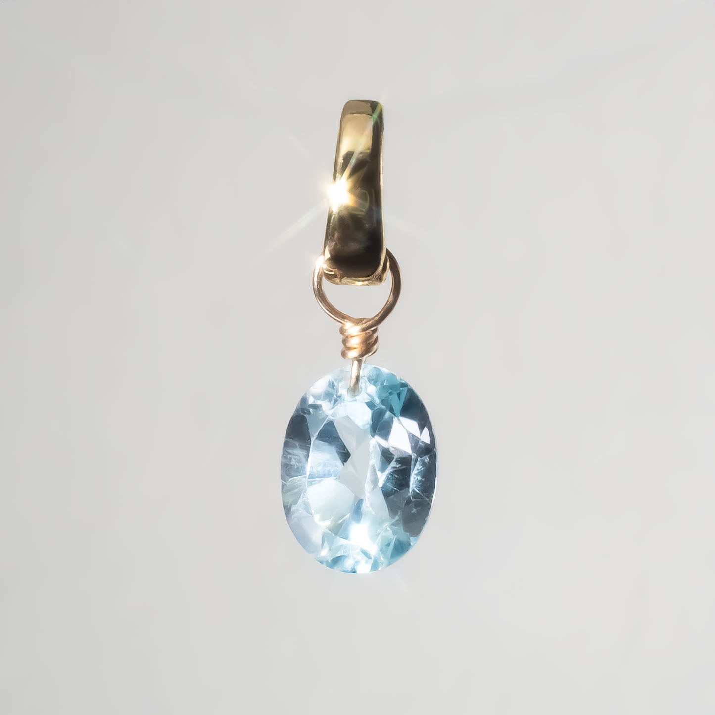 Blue Topaz Oval Cut 14K Gold-Filled Duet Charm