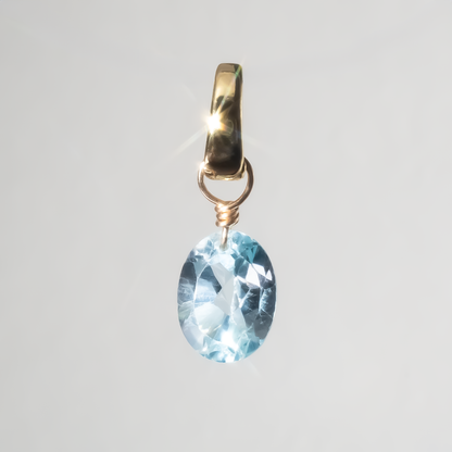 Blue Topaz Oval Cut 14K Gold-Filled Duet Charm