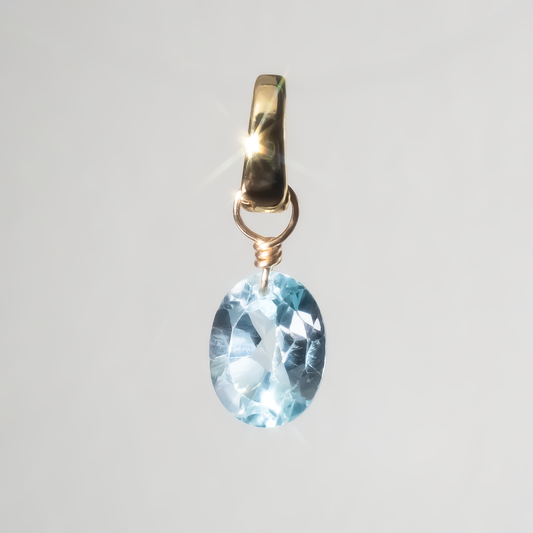 Blue Topaz Oval Cut 14K Gold-Filled Duet Charm