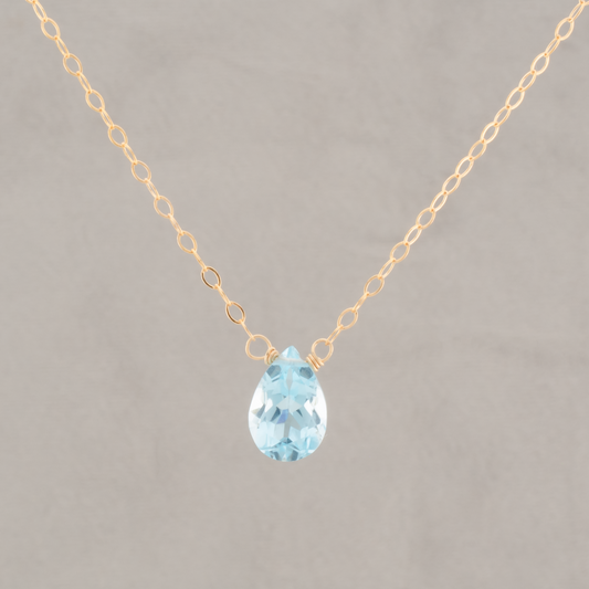 Diana Blue Topaz Pear Shape Pendant Necklace