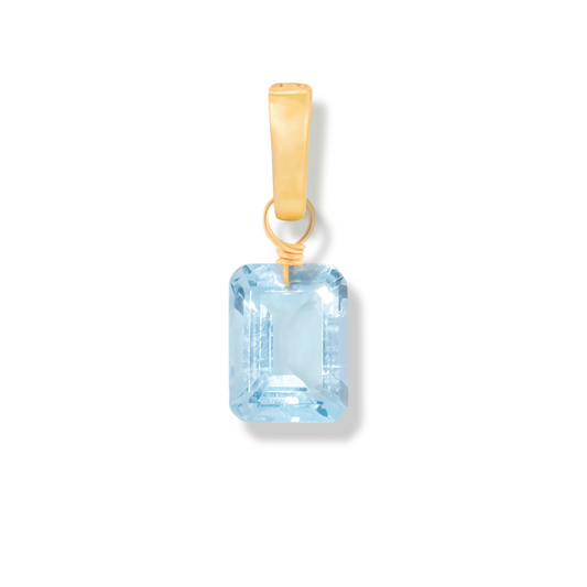 Blue Topaz Emerald Cut 14K Gold-Filled Duet Charm