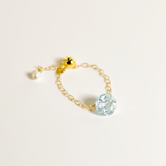 Blue Topaz Round Cut Floating Gem Ring