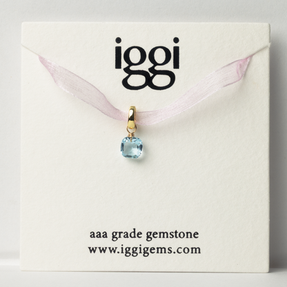Blue Topaz Square Cut 14K Gold-Filled Duet Charm