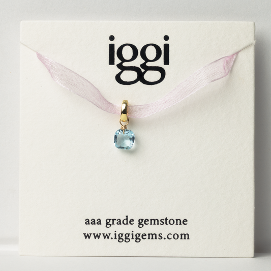 Blue Topaz Square Cut 14K Gold-Filled Duet Charm