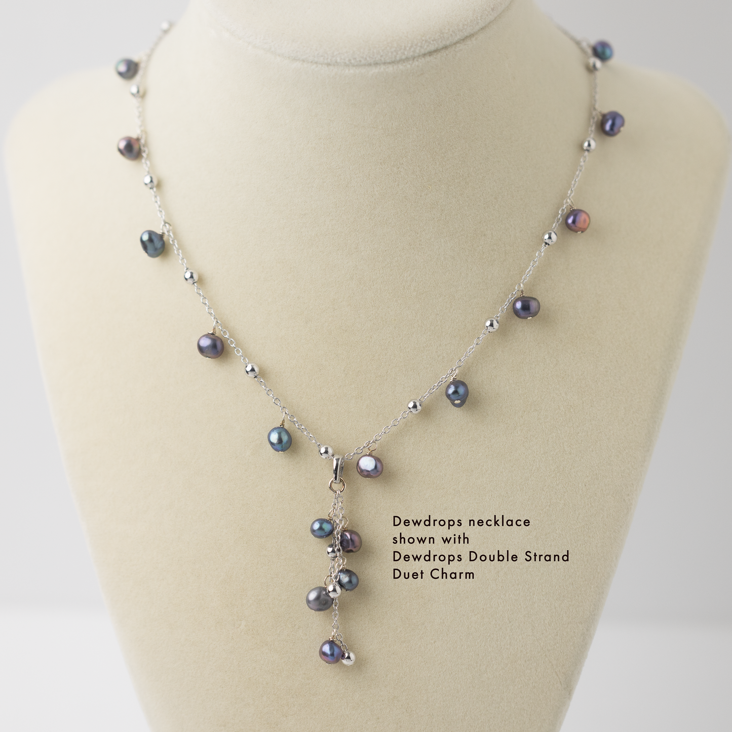 Caviar Dewdrops Baroque Pearl Silver Necklace
