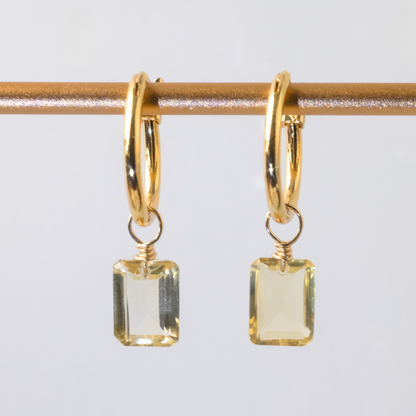 Citrine Emerald Cut 14K Gold-Filled Hoop Earrings