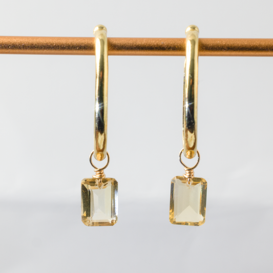 Citrine Emerald Cut 14K Gold Ear Cuffs