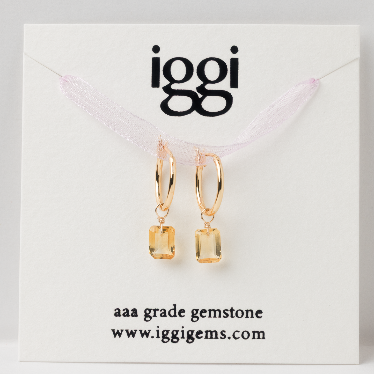 Citrine Emerald Cut 14K Gold-Filled Hoop Earrings