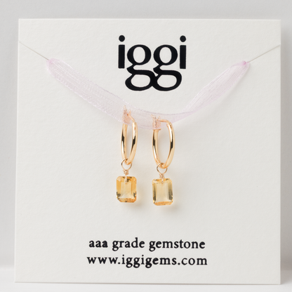 Citrine Emerald Cut 14K Gold-Filled Hoop Earrings