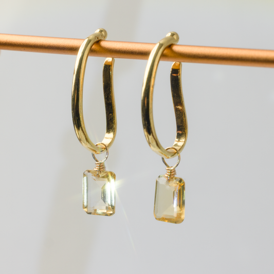Citrine Emerald Cut 14K Gold Ear Cuffs