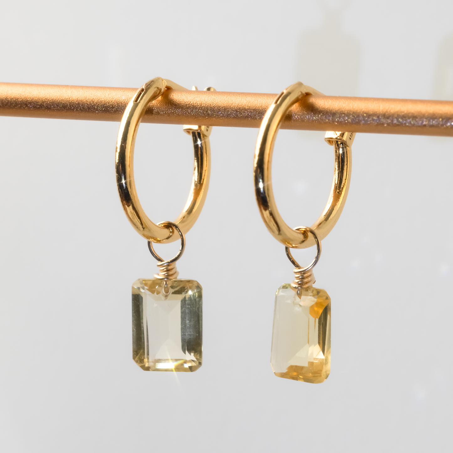 Citrine Emerald Cut 14K Gold-Filled Hoop Earrings