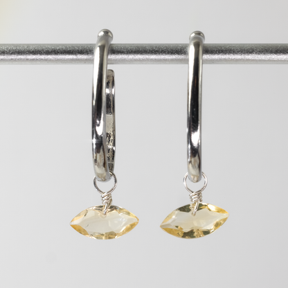 Citrine Marquise Cut Rhodium Ear Cuff