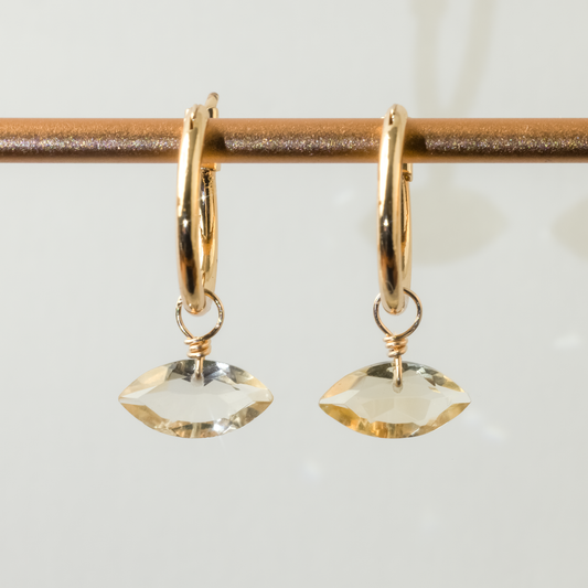 Citrine Marquise Cut 14K Gold-Filled Hoop Earrings