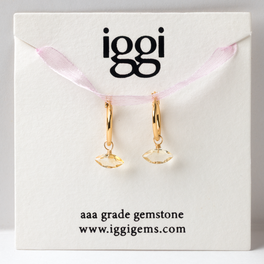Citrine Marquise Cut 14K Gold-Filled Hoop Earrings