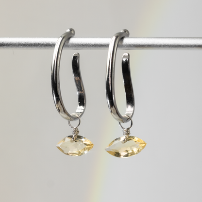 Citrine Marquise Cut Rhodium Ear Cuff
