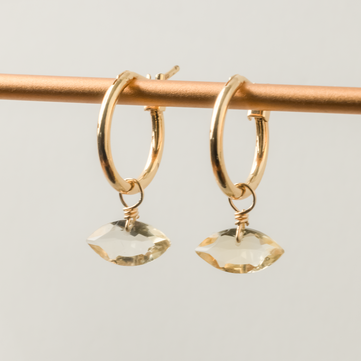 Citrine Marquise Cut 14K Gold-Filled Hoop Earrings