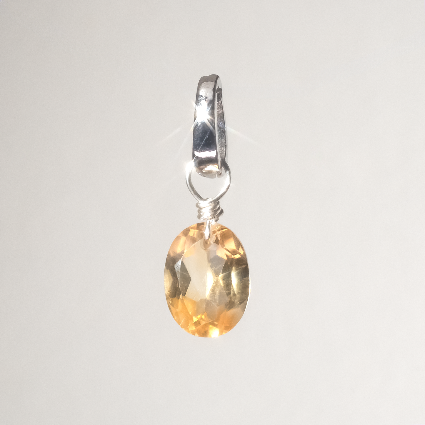Citrine Oval Cut Sterling Silver-Filled Duet Charm