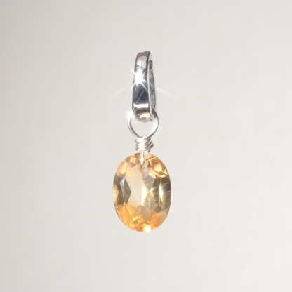 Citrine Oval Cut Sterling Silver-Filled Duet Charm