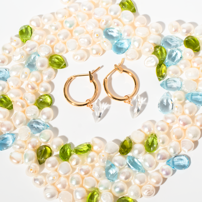 Rock Crystal Marquise Cut 14K Gold-Filled Hoop Earrings