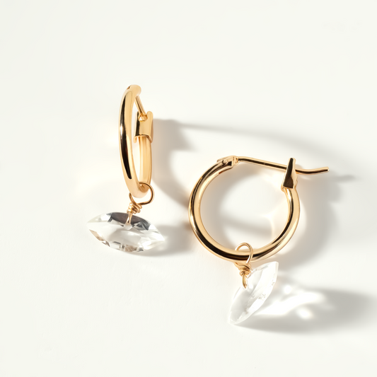 Rock Crystal Marquise Cut 14K Gold-Filled Hoop Earrings
