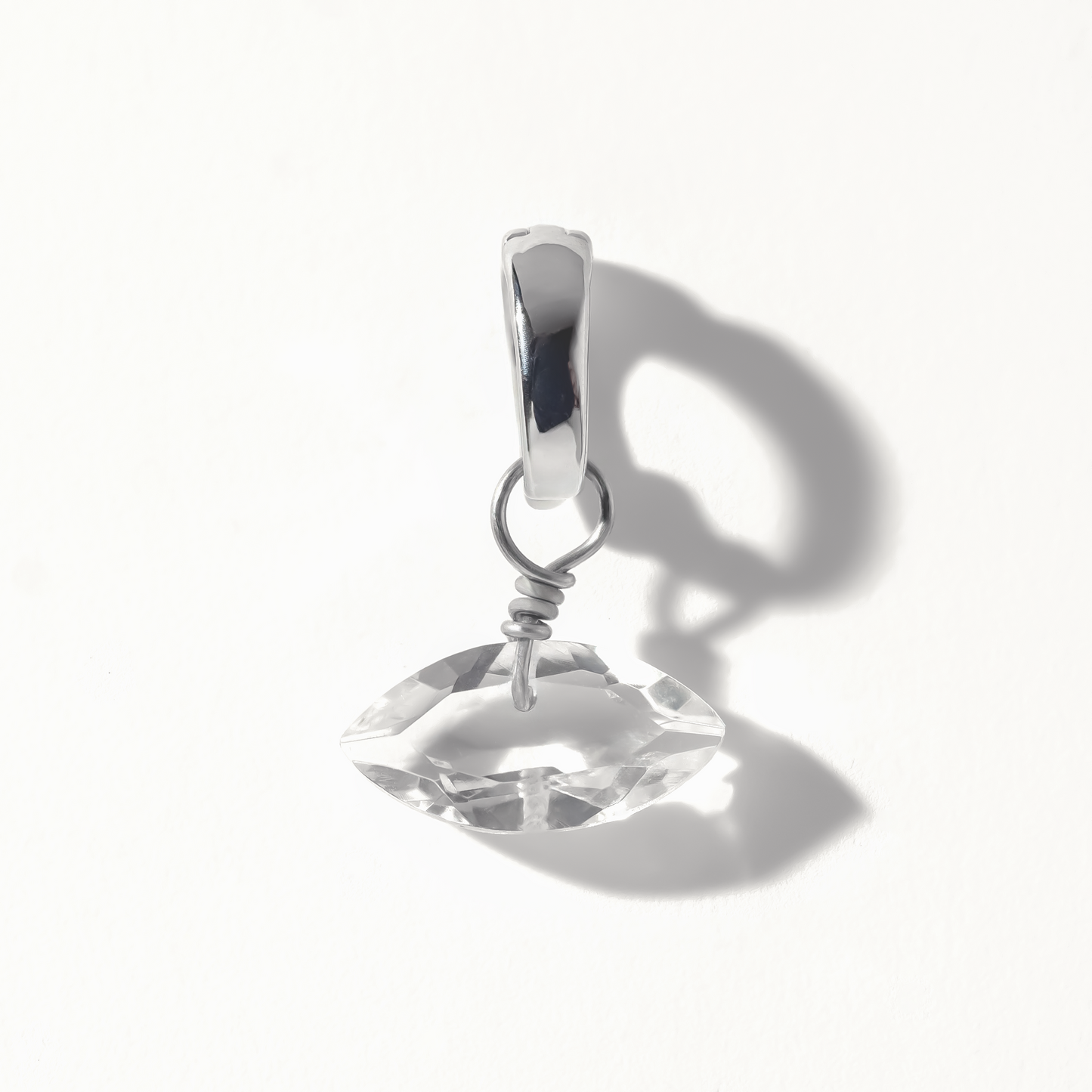 Rock Crystal Marquise Cut Sterling Silver-Filled Duet Charm