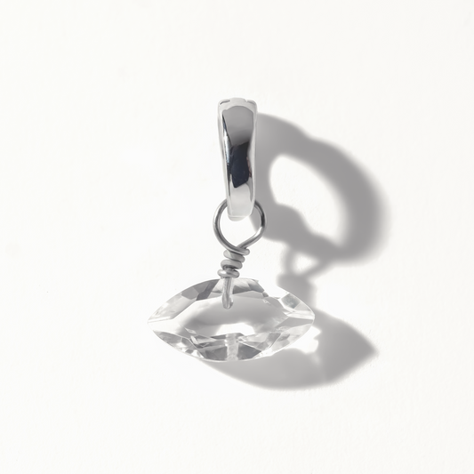 Rock Crystal Marquise Cut Sterling Silver-Filled Duet Charm