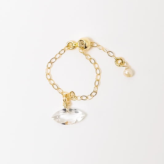 Luna Rock Crystal Marquise Cut Floating Gem Ring