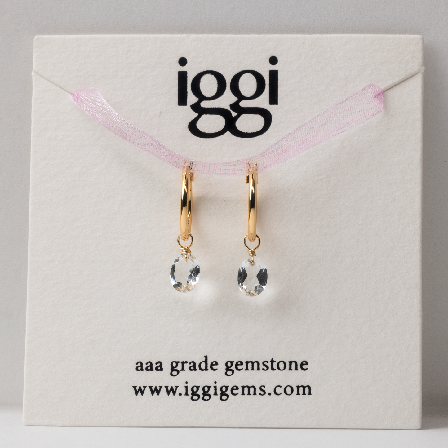 Rock Crystal Oval Cut 14K Goldfilled Hoop Earrings