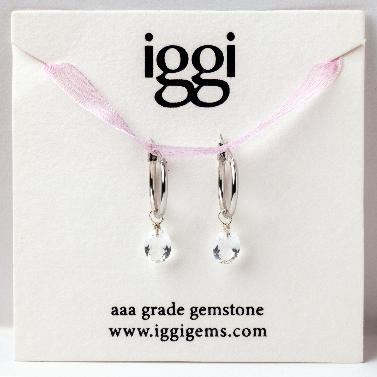 Rock Crystal Oval Cut Rhodium Hoop Earrings