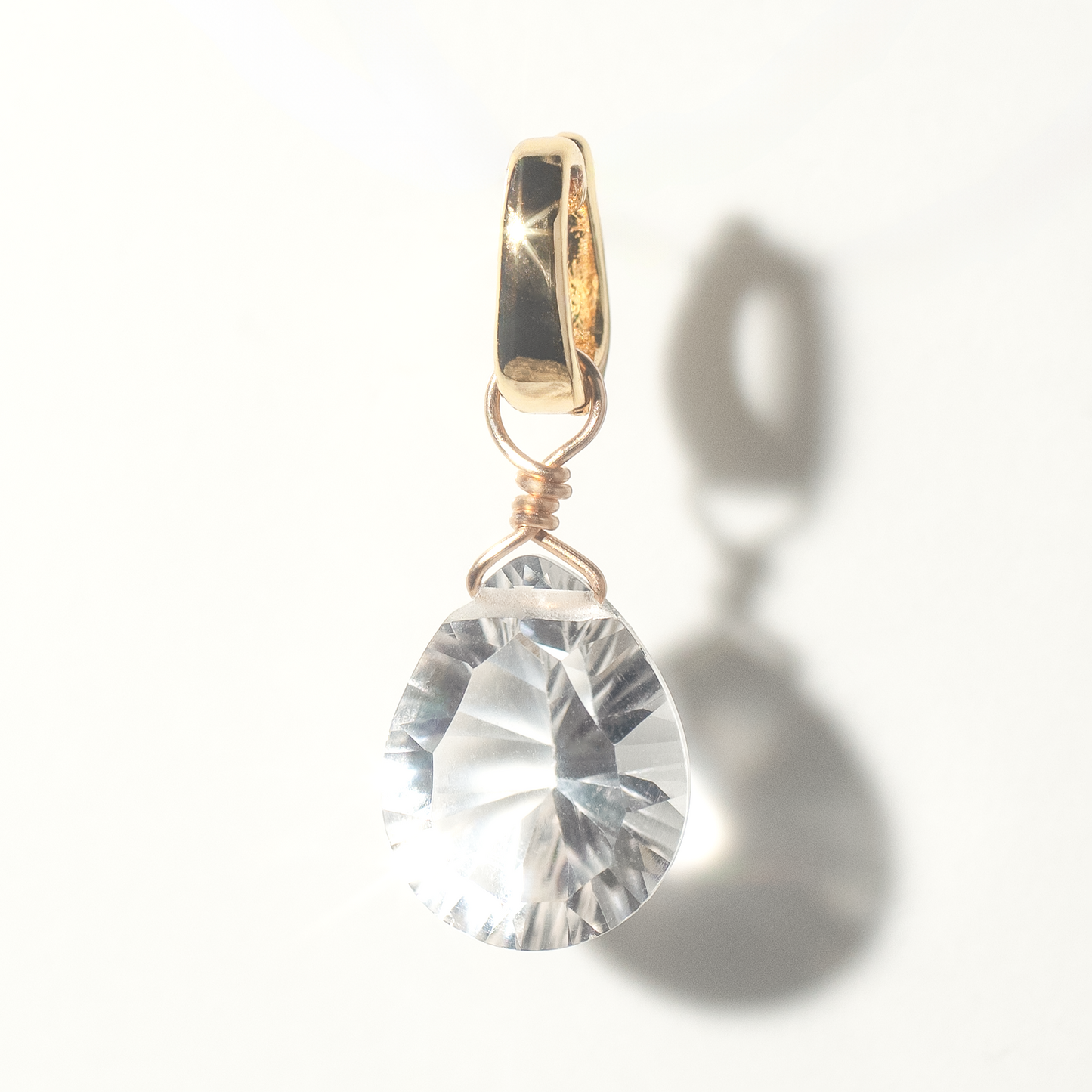 Rock Crystal Pear Cut 14K Gold-Filled Duet Charm