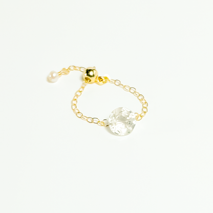 Rock Crystal Round Cut Floating Gem Ring